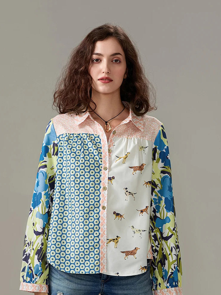 Mulheres botão para baixo camisa casual moda leopardos leões e outros animais imprimir blusa de manga longa topos para mulher