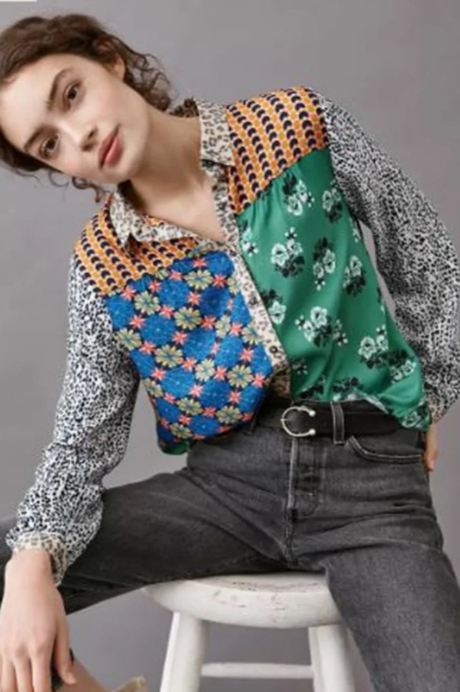 Mulheres botão para baixo camisa casual moda leopardos leões e outros animais imprimir blusa de manga longa topos para mulher