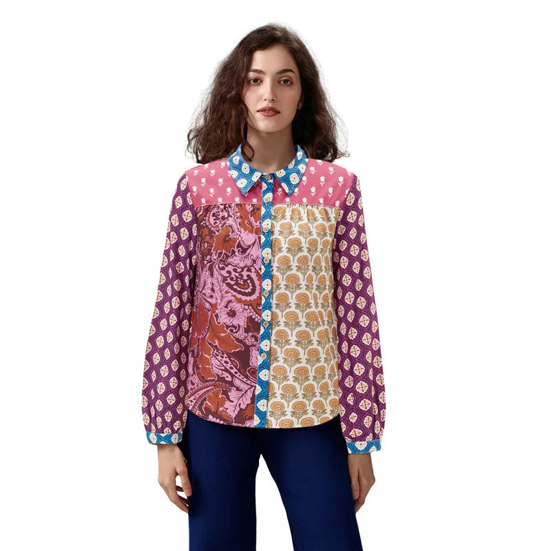 Mulheres botão para baixo camisa casual moda leopardos leões e outros animais imprimir blusa de manga longa topos para mulher
