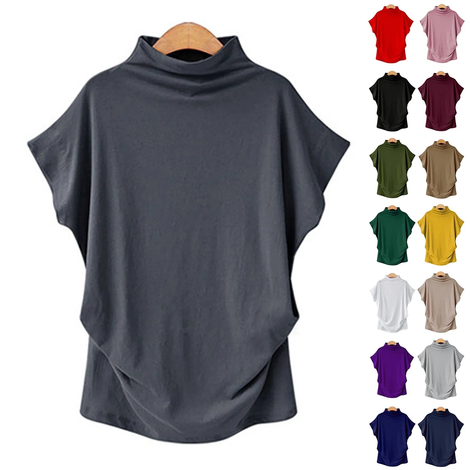 Blusa Feminina Gola Alta Malha Macia Básica Casual Moda Jovem Coleção Primavera - Verano - Sofy