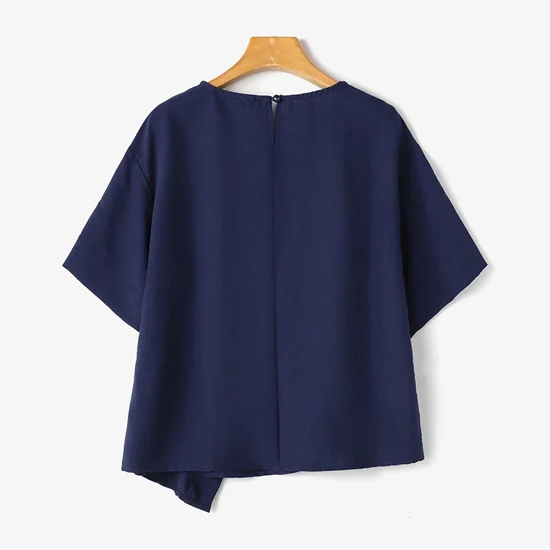 Blusa Feminina Oversized Algodão Linho Estilo Casual Elegante Tamanhos P ao 2XG Plus Size Coleção Primavera Verão 2026 - Eugênia