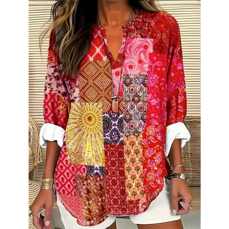 Blusa Feminina Plus Size Estampa Digital Estilo Fashion Casual Coleção Primavera - Verão 2026 - Danielle 