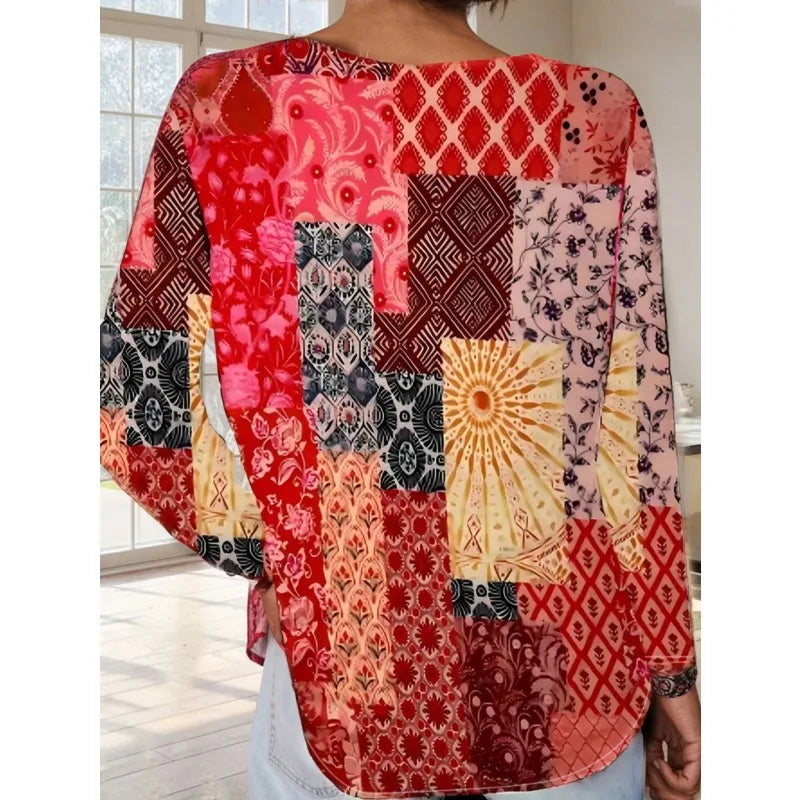 Blusa Feminina Plus Size Estampa Digital Estilo Fashion Casual Coleção Primavera - Verão 2026 - Danielle 