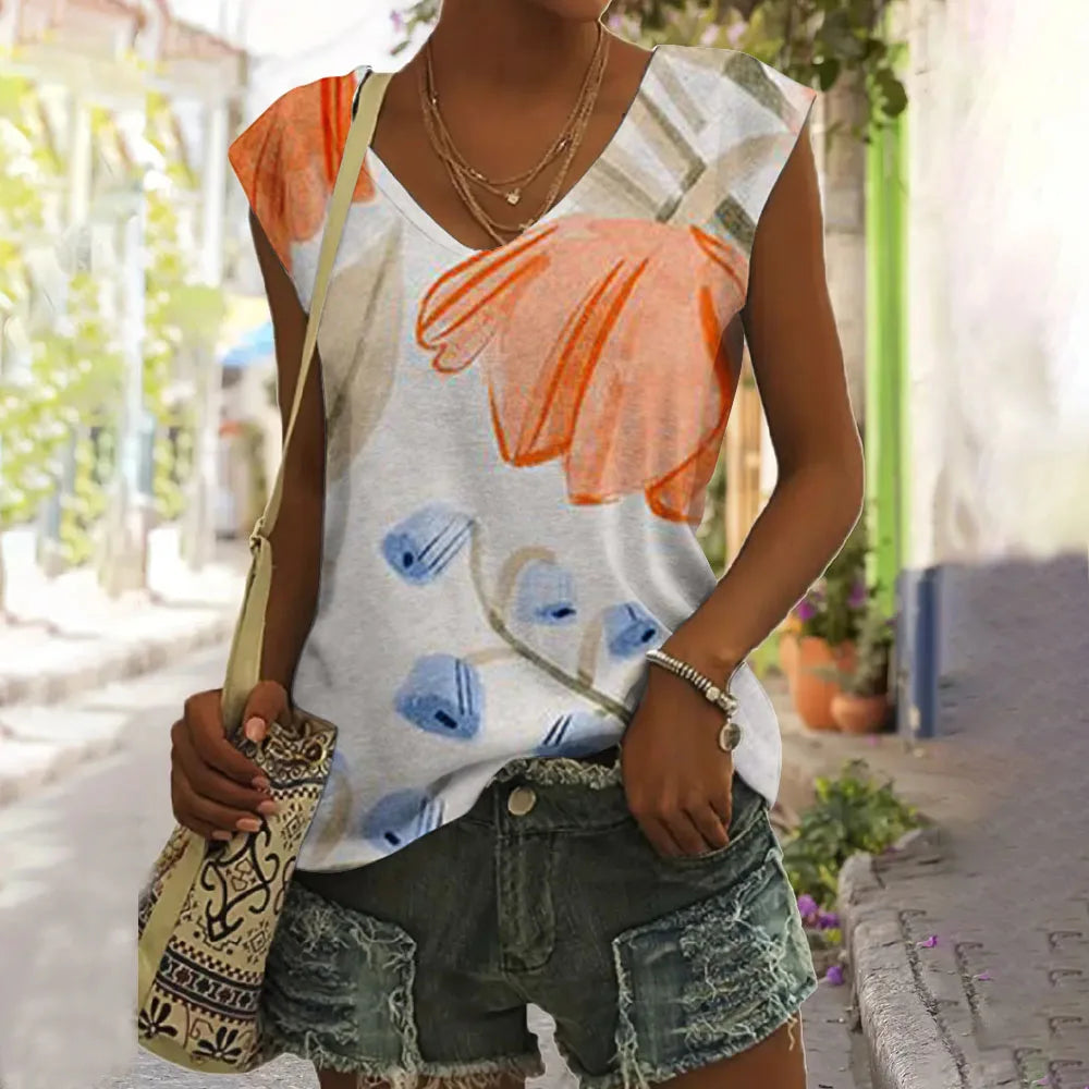Blusa Feminina Regata Decote em V - Eiza González