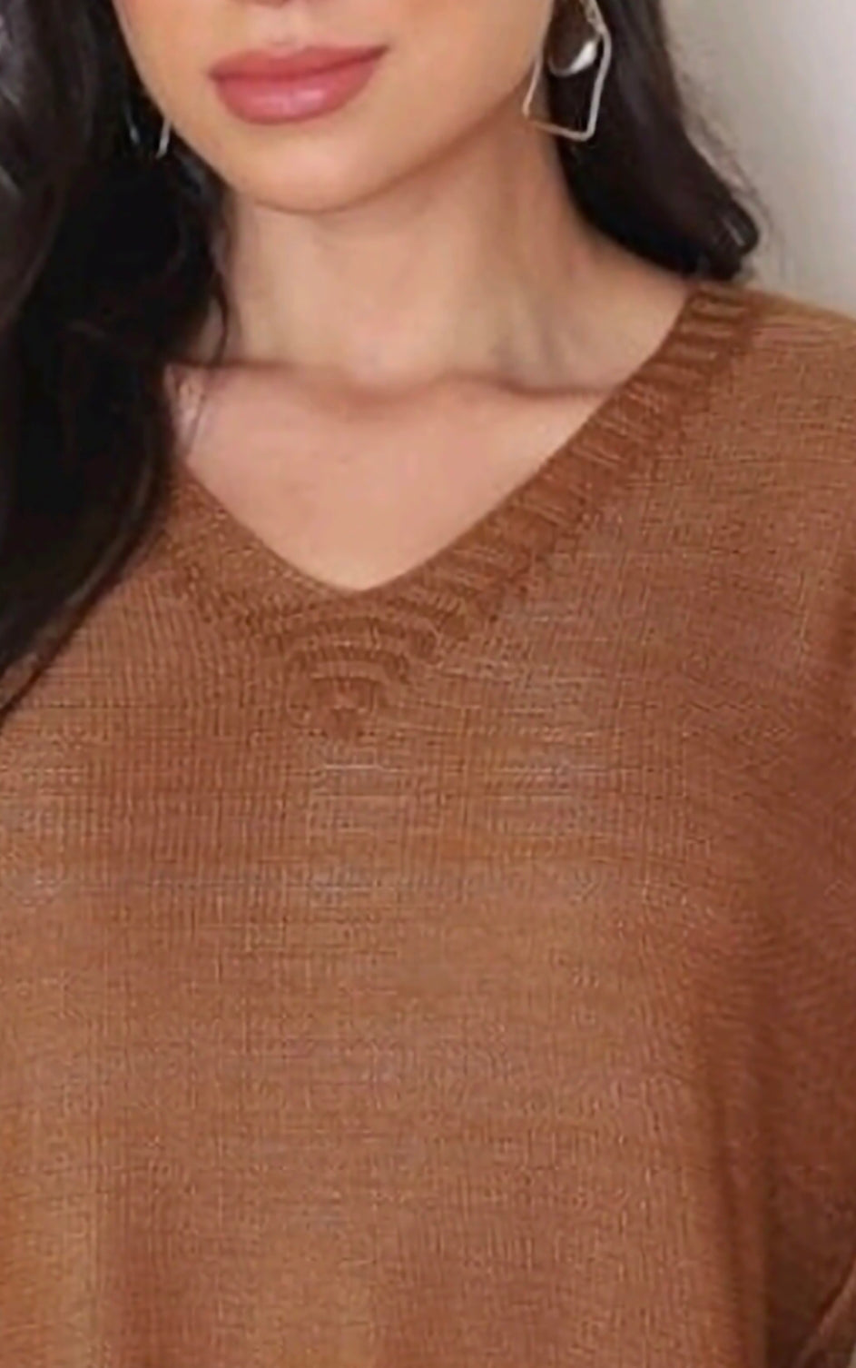 Blusa Feminina Tricot Decote V Manga Desenhada Suéter Coleção Inverno Cores - Fátima