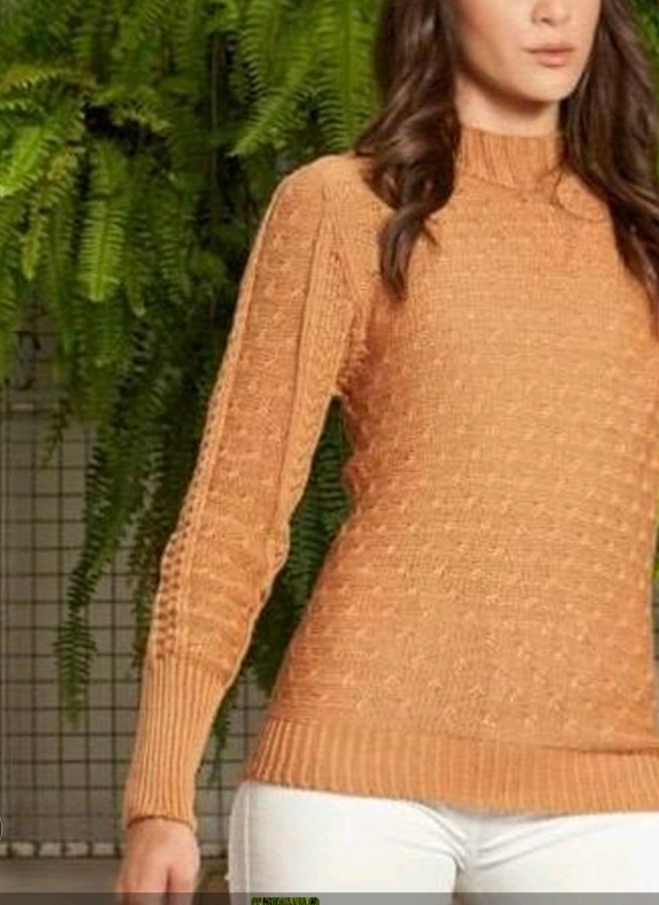 Blusa Feminina Tricot Malha Grossa Quente Relevo Detalhada Coleção Inverno - Ana