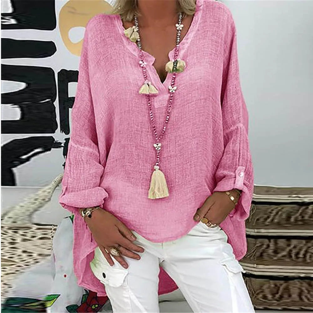 Blusas Femininas Casual Algodão e Linho - Tamanhos P ao 5XG - Paola