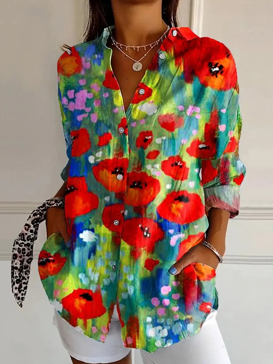 Camisa Feminina Estampa Digital Elegante Estilo Casual Fashion Tamanho P ao 3XG Plus Size Coleção Primavera - Verão 2026 - Ana Lucia 