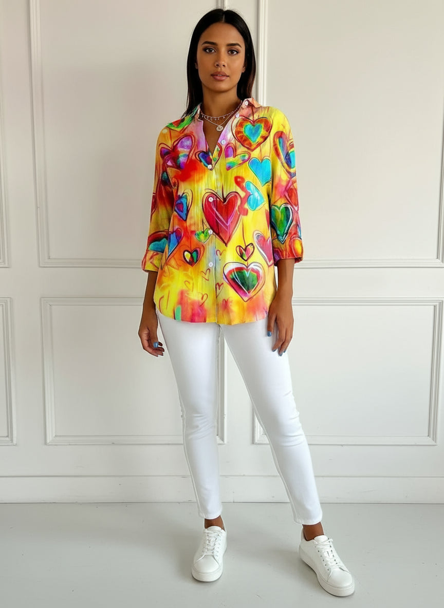 Camisa Feminina Estampa Digital Estilo Casual Fashion Tamanhos P ao 3XG Coleção Primavera - Verão 2026 Paula