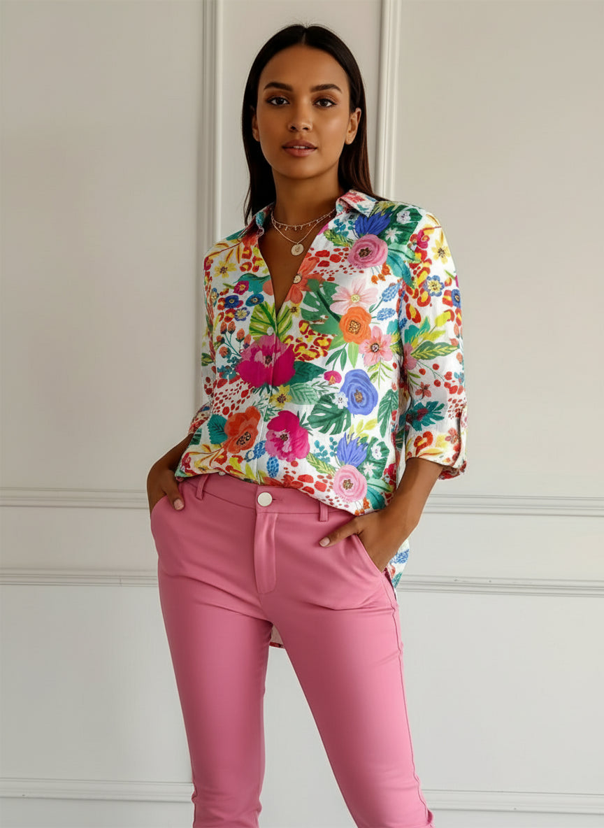 Camisa Feminina Estampa Digital Estilo Casual Fashion Tamanhos P ao 3XG Coleção Primavera - Verão 2026 Paula