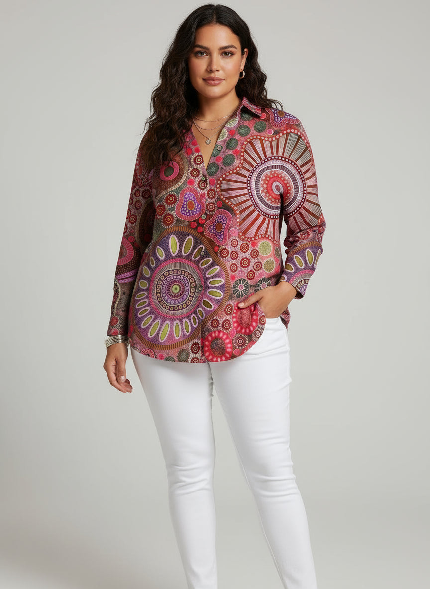 Camisa Feminina Estampa Digital Estilo Casual Fashion Tamanhos P ao 3XG Coleção Primavera - Verão 2026 Paula