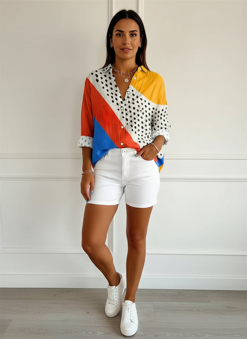 Camisa Feminina Estampa Digital Estilo Casual Fashion Tamanhos P ao 3XG Coleção Primavera - Verão 2026 Paula