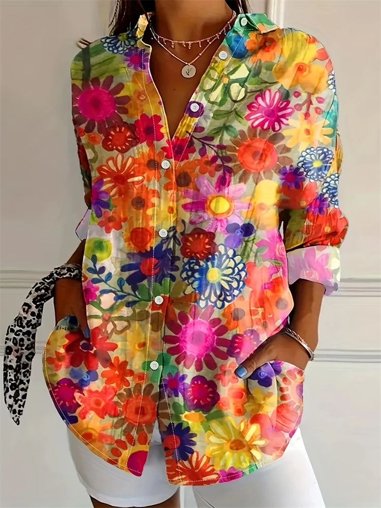 Camisa Feminina Estampa Digital Estilo Casual Fashion Tamanhos P ao 3XG Coleção Primavera - Verão 2026 Paula