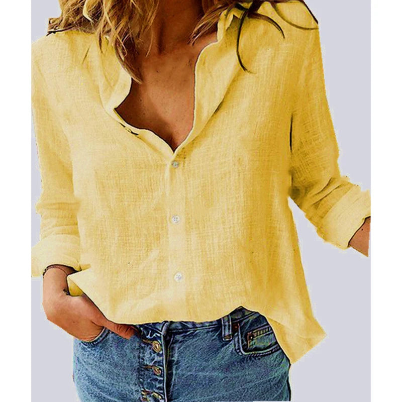 Camisa Feminina Slim Cores Diversos Manga Longa - Tamanhos P ao 5XG - Lucia 