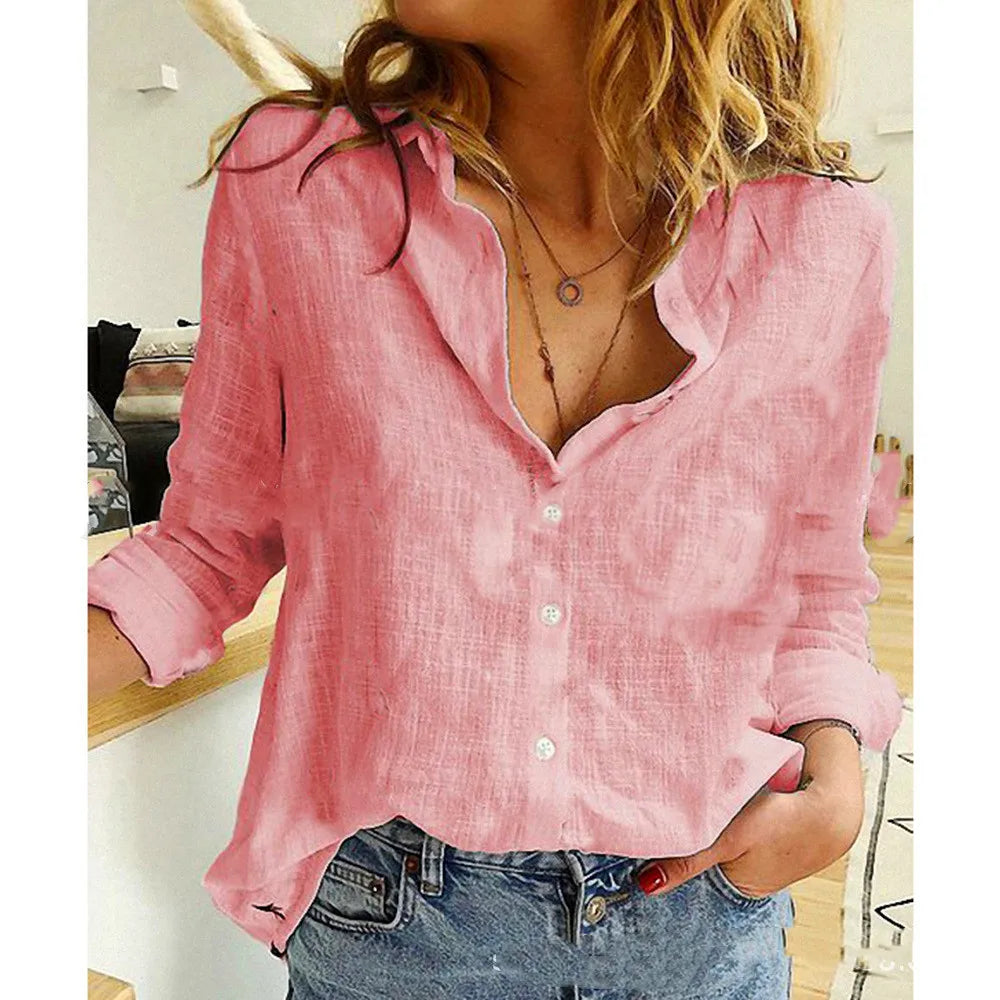 Camisa Feminina Slim Cores Diversos Manga Longa - Tamanhos P ao 5XG - Lucia 