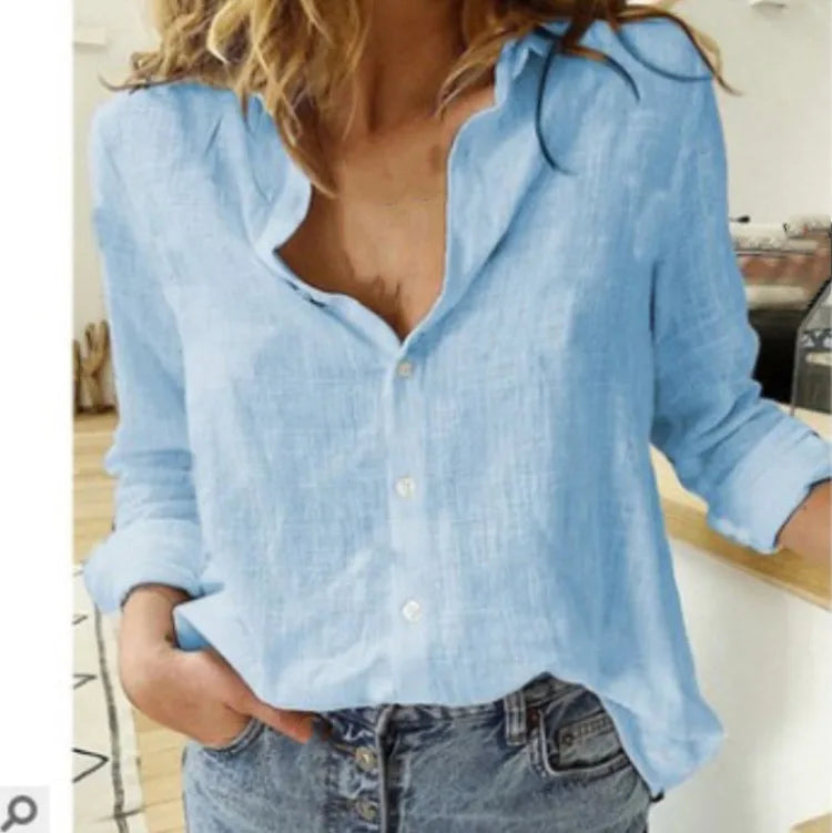 Camisa Feminina Slim Cores Diversos Manga Longa - Tamanhos P ao 5XG - Lucia 