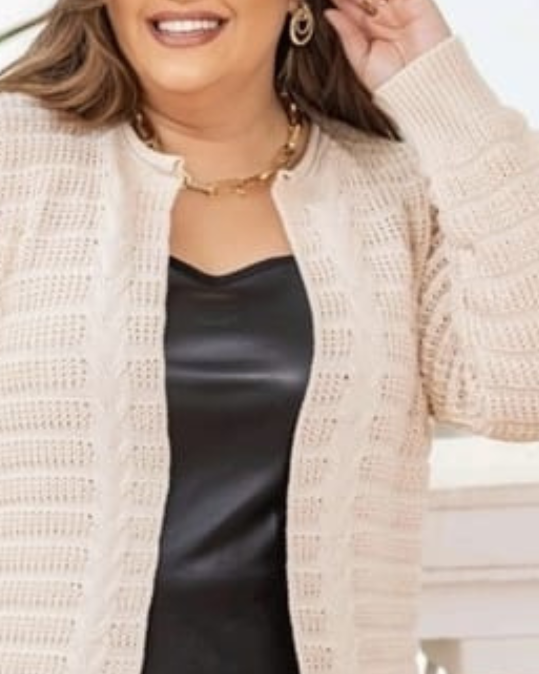 Casaco Longo Feminino Tricot Malha Quente Coleção Inverno Suéter Colete Cumprido - Evelyn