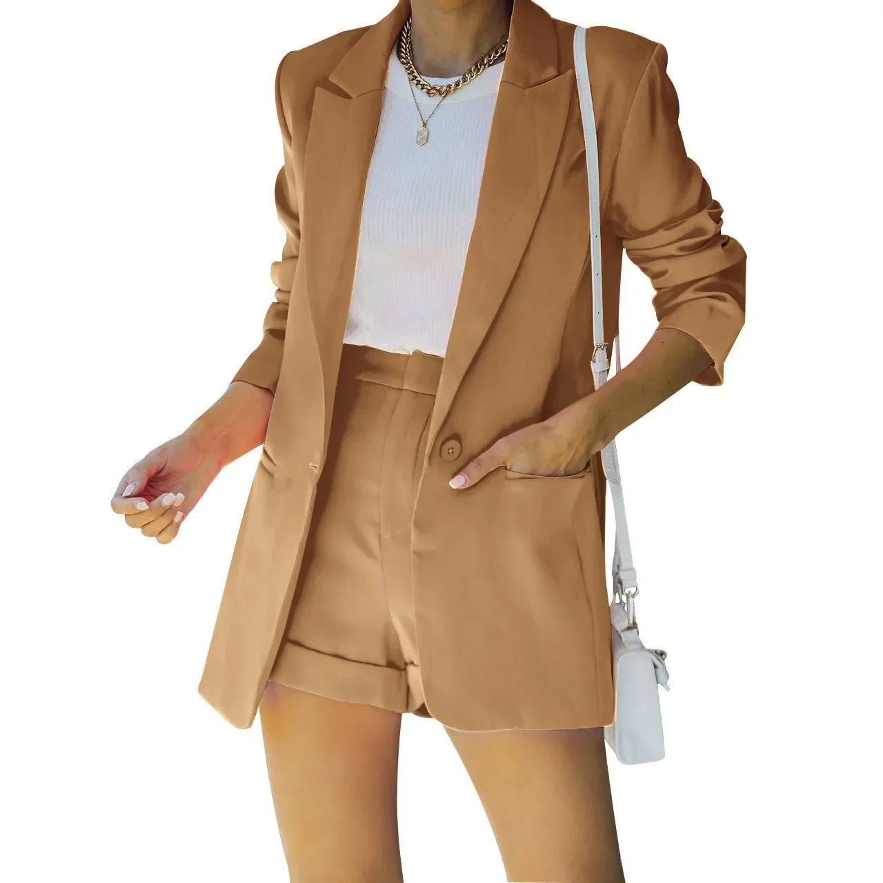 conjunto feminino bleizer short beige