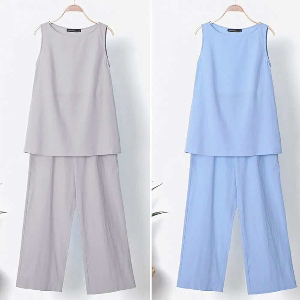 Conjunto Feminino  Blusa e Calça de Linho - Thaína