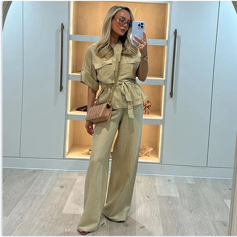 Conjunto Feminino Calça e Camisa Estilo Casual Chique Coleção Primavera - Verão 2026 - Olivia 