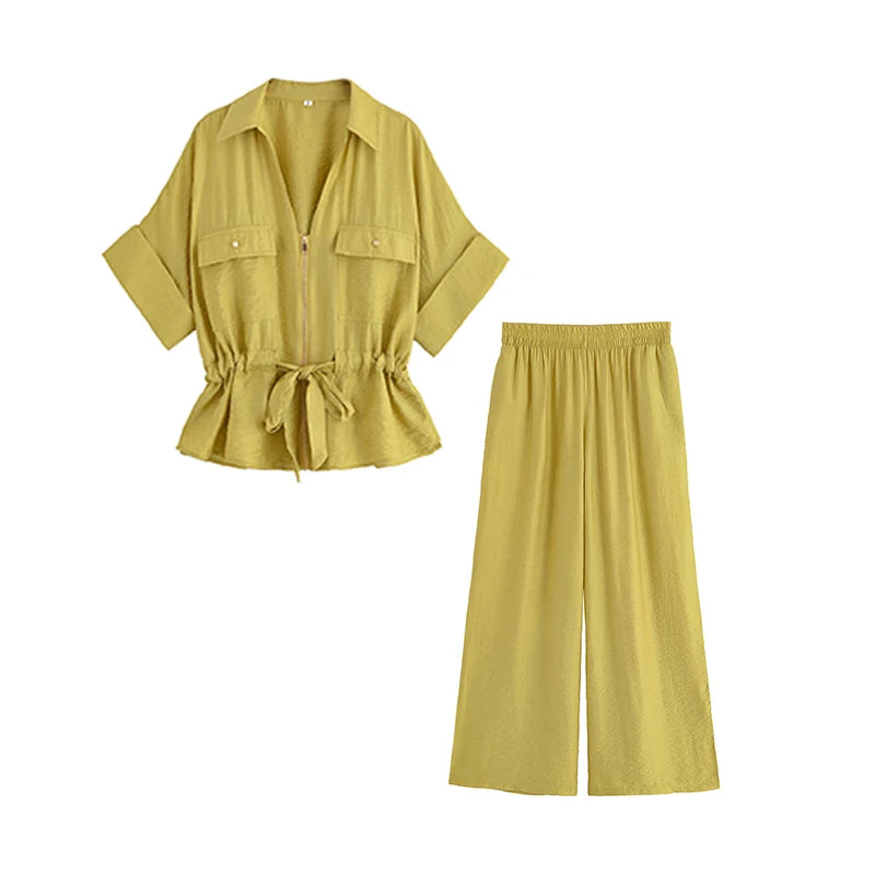 Conjunto Feminino Calça e Camisa Estilo Casual Chique Coleção Primavera - Verão 2026 - Olivia 