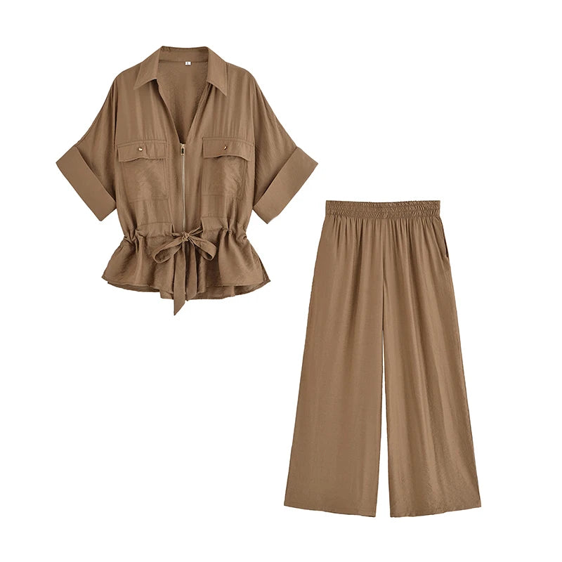 Conjunto Feminino Calça e Camisa Estilo Casual Chique Coleção Primavera - Verão 2026 - Olivia 