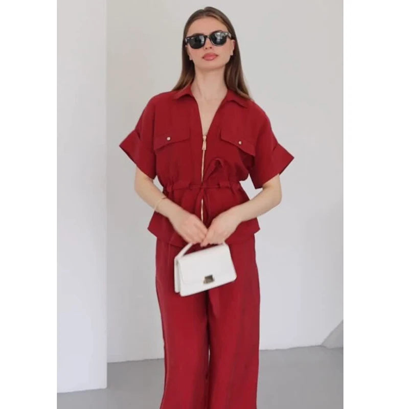 Conjunto Feminino Calça e Camisa Estilo Casual Chique Coleção Primavera - Verão 2026 - Olivia 