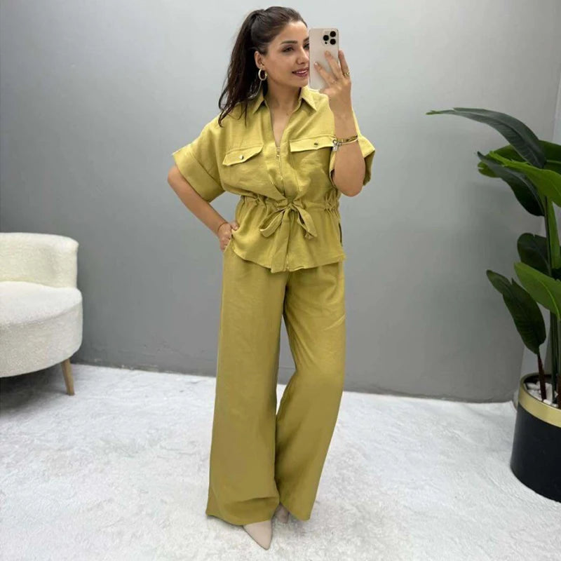 Conjunto Feminino Calça e Camisa Estilo Casual Chique Coleção Primavera - Verão 2026 - Olivia 