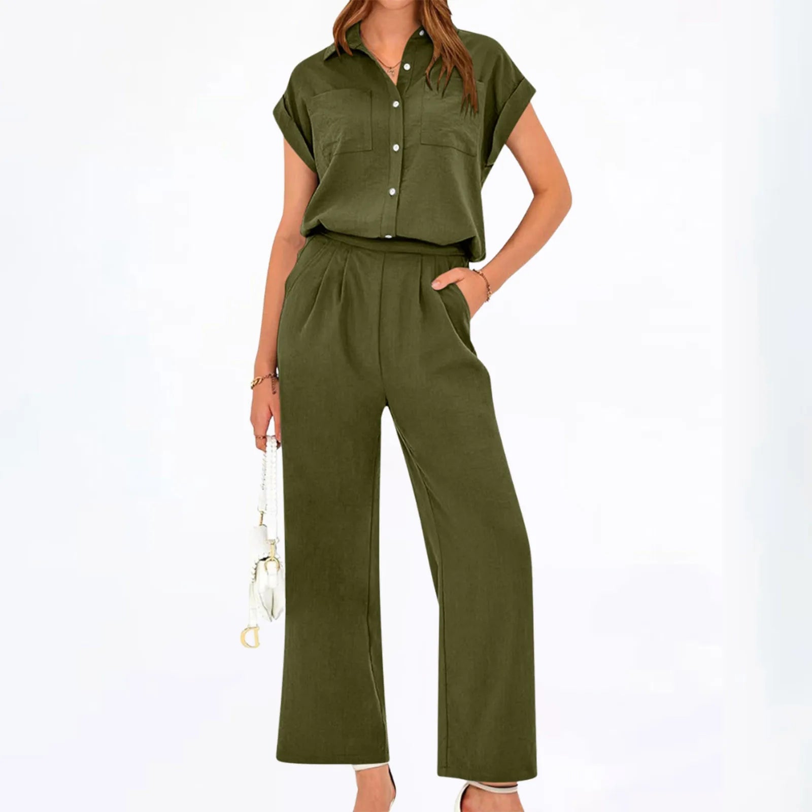 Conjunto Feminino Camisa e Calça Elegante Casual - Marcia