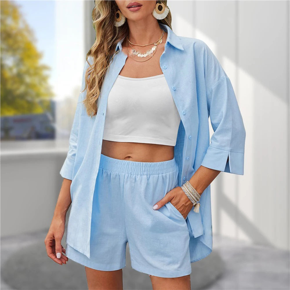 conjunto feminino azul claro