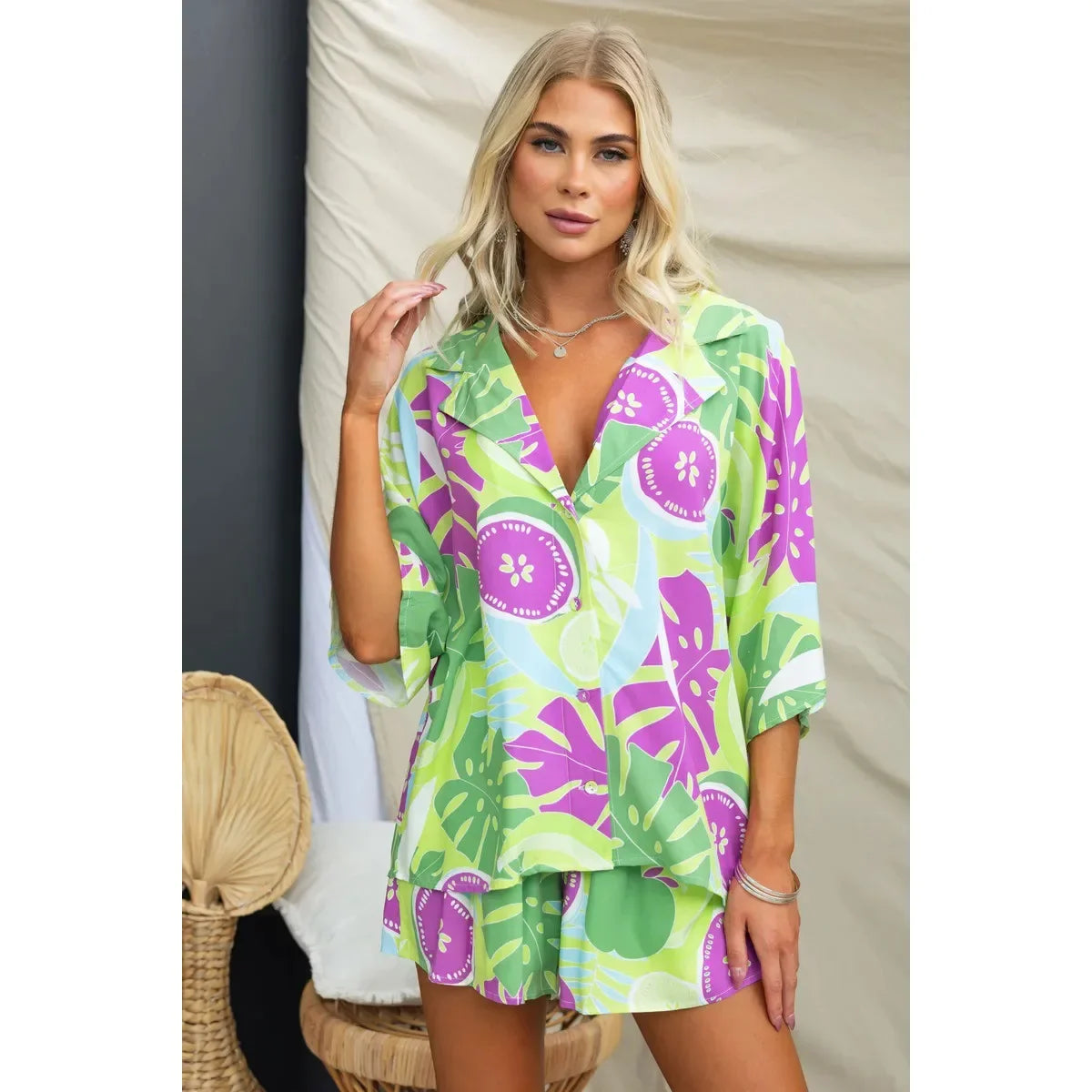 Conjunto Feminino Camisa e Shorts Estampa Digital - Dayse