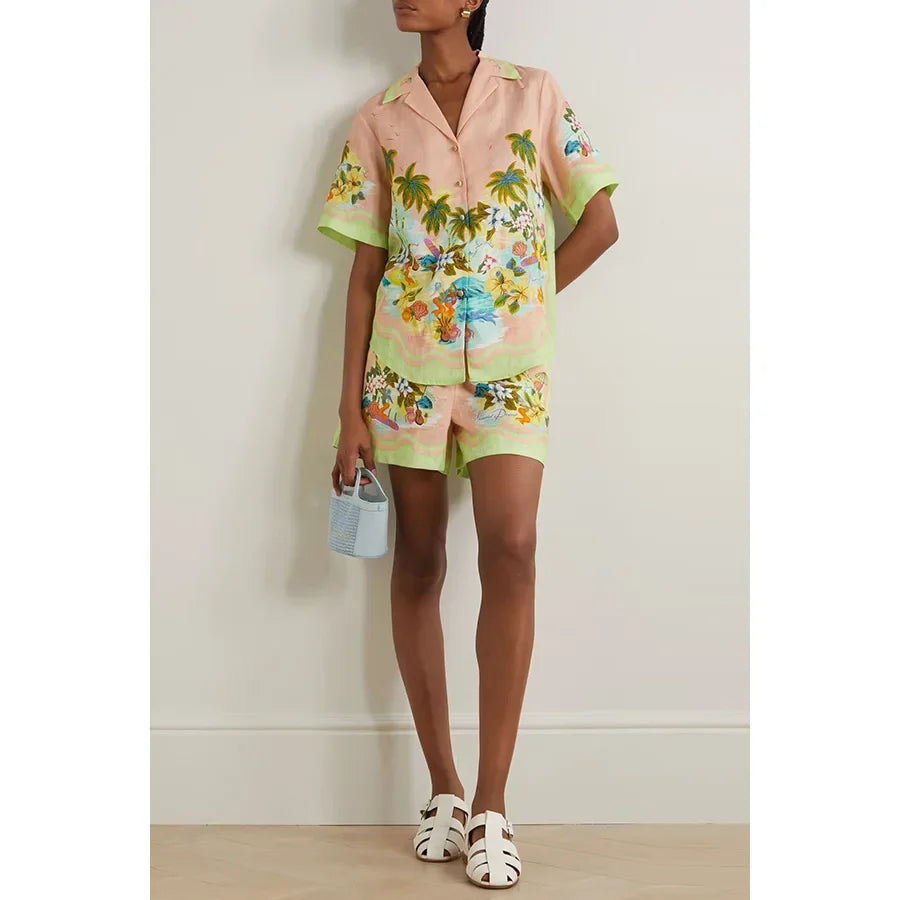 Conjunto Feminino Camisa e Shorts Estampa Digital - Dayse