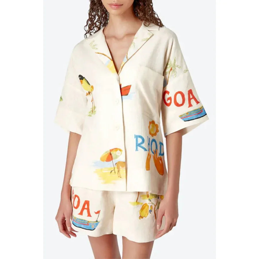 Conjunto Feminino Camisa e Shorts Estampa Digital - Dayse