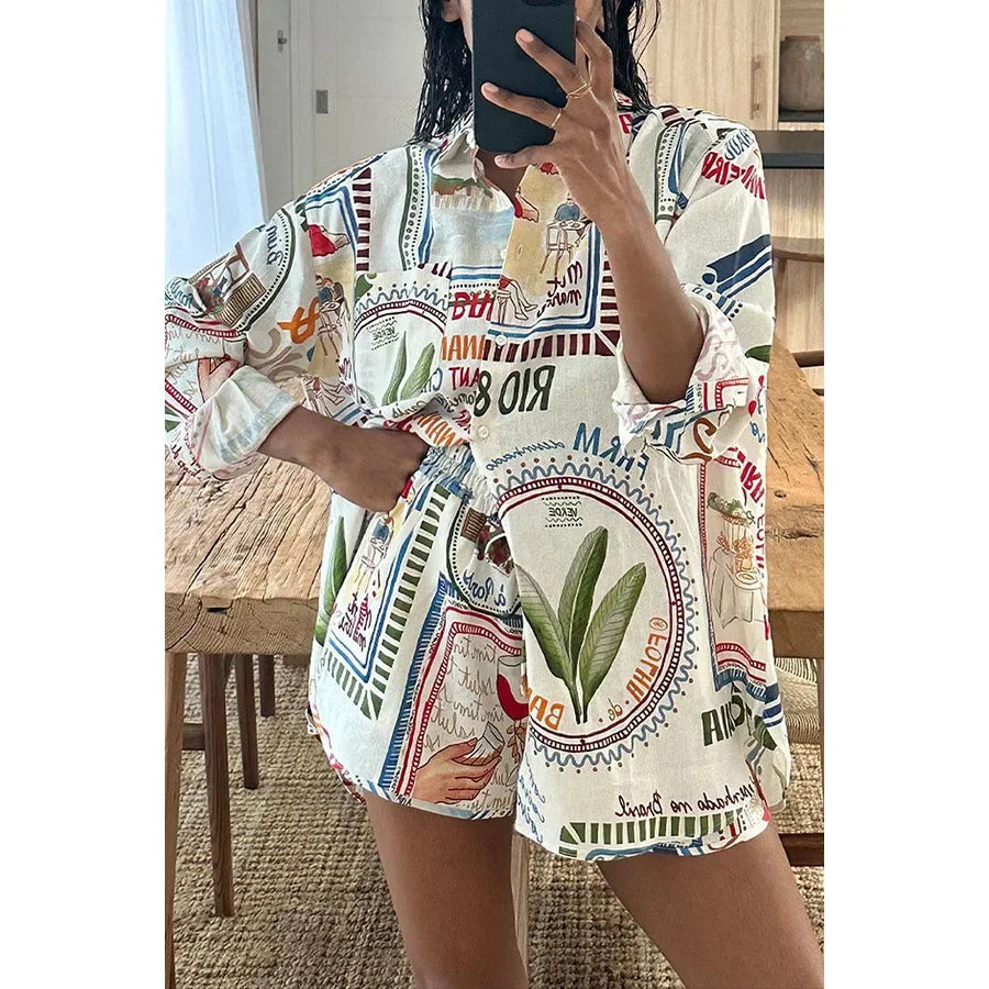 Conjunto Feminino Camisa e Shorts Estampa Digital - Dayse