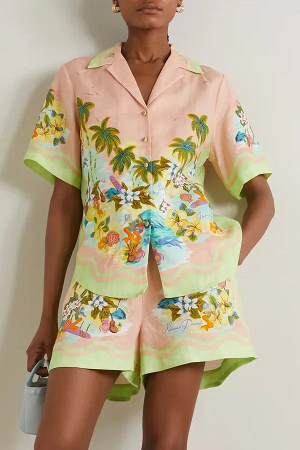 Conjunto Feminino Camisa e Shorts Estampa Digital - Dayse