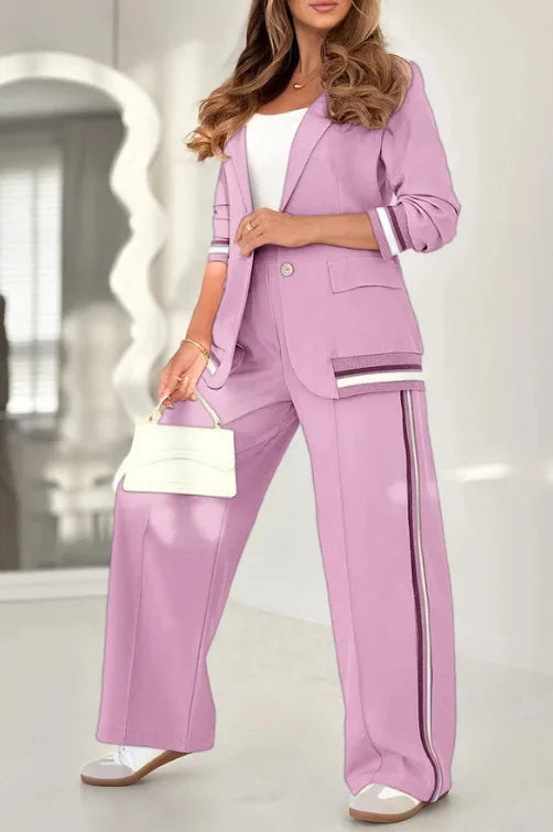 Conjunto Feminino Casual de Duas Peças com Calça de Perna Larga Outfit - Tânia