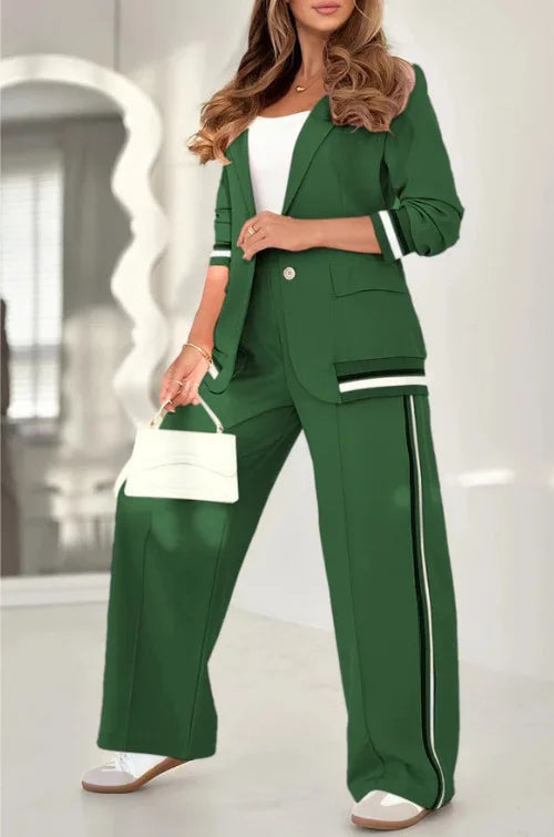 Conjunto Feminino Casual de Duas Peças com Calça de Perna Larga Outfit - Tânia