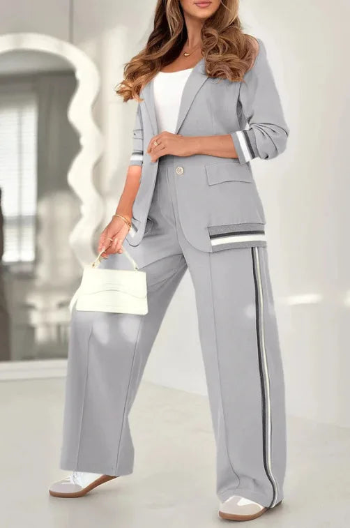 Conjunto Feminino Casual de Duas Peças com Calça de Perna Larga Outfit - Tânia 