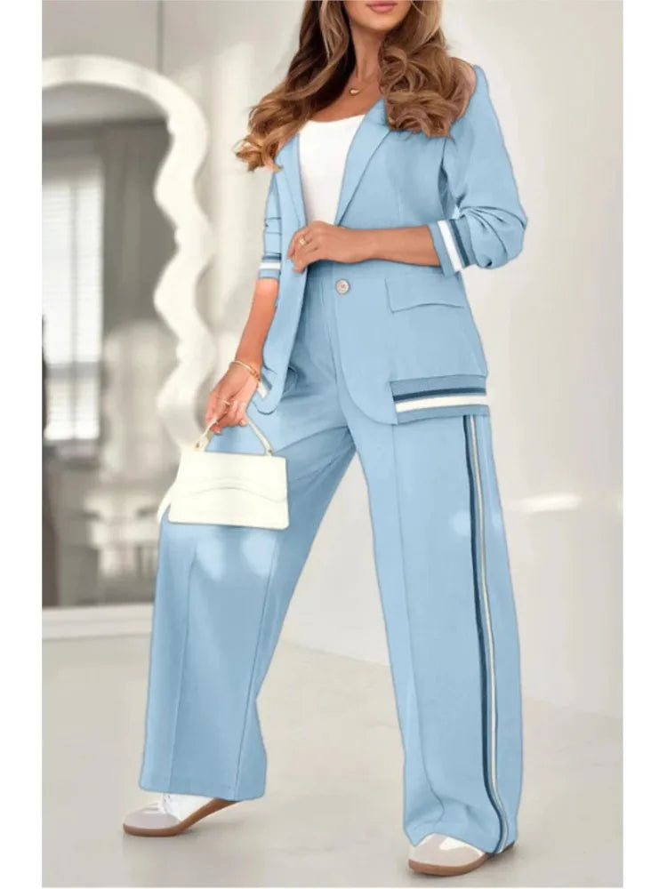 Conjunto Feminino Casual de Duas Peças com Calça de Perna Larga Outfit - Tânia 