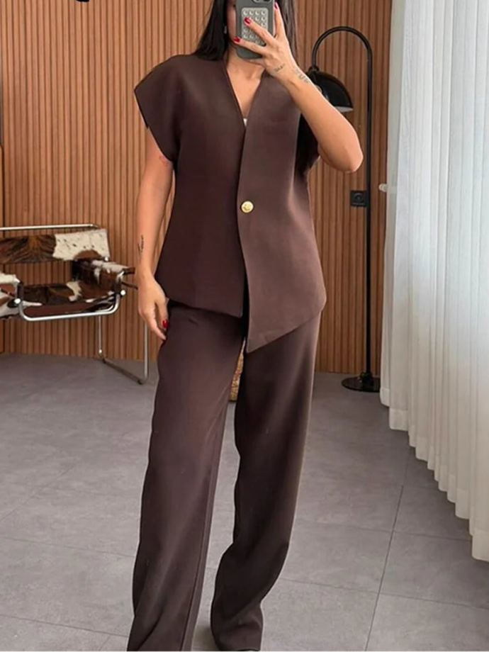Conjunto Feminino Elegante Blazer e Calça Cintura Alta - Amanda