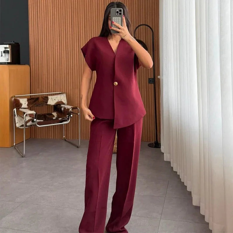 Conjunto Feminino Elegante Blazer e Calça Cintura Alta - Amanda
