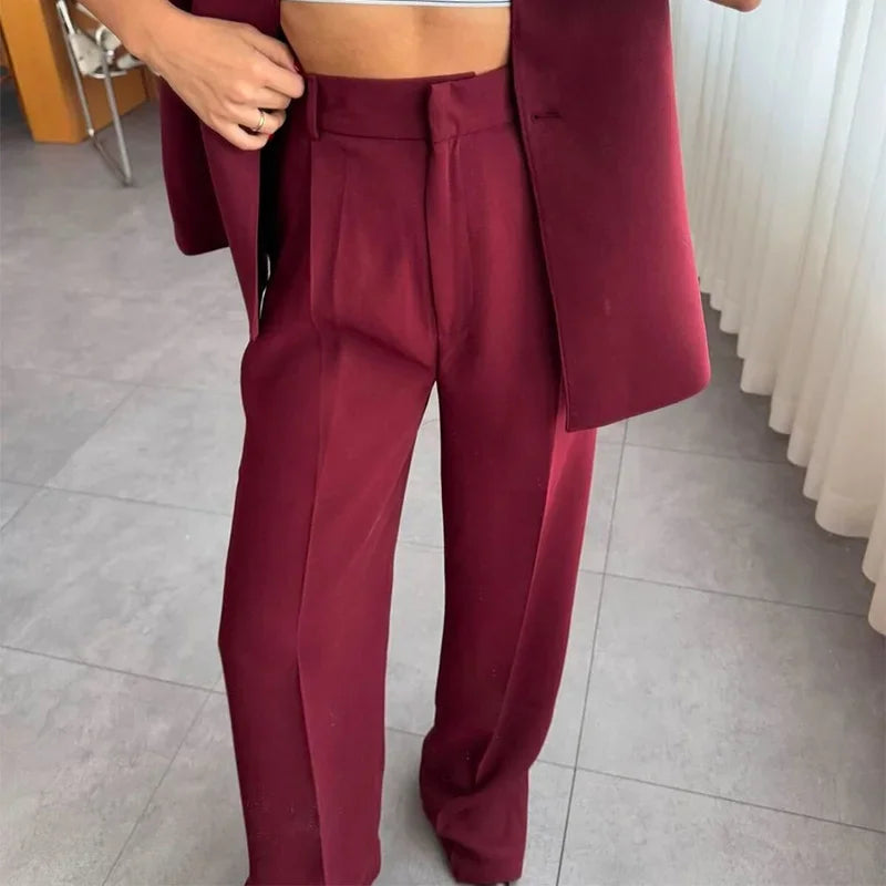 Conjunto Feminino Elegante Blazer e Calça Cintura Alta - Amanda