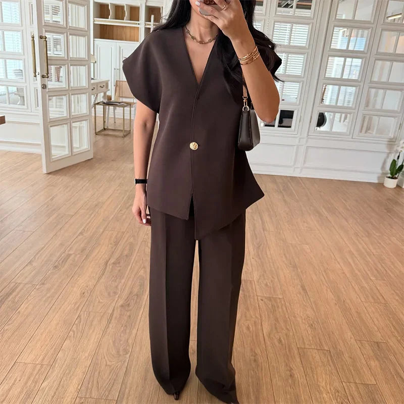 Conjunto Feminino Elegante Blazer e Calça Cintura Alta - Amanda