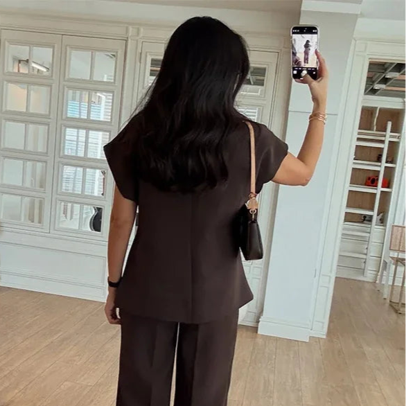 Conjunto Feminino Elegante Blazer e Calça Cintura Alta - Amanda