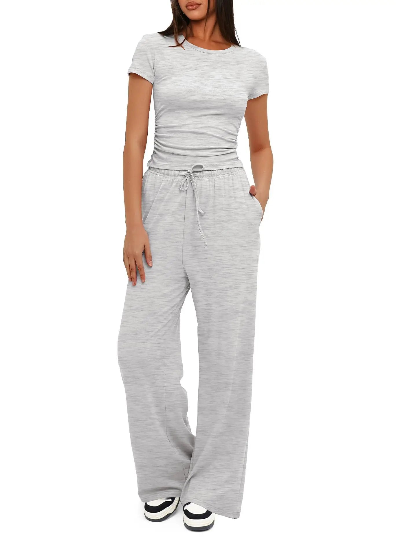 Conjunto Feminino Esportivo Básico Casual Blusa e Calça Larga - Simone
