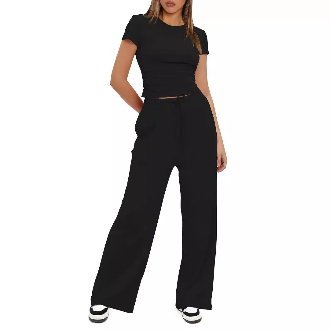 Conjunto Feminino Esportivo Básico Casual Blusa e Calça Larga - Simone