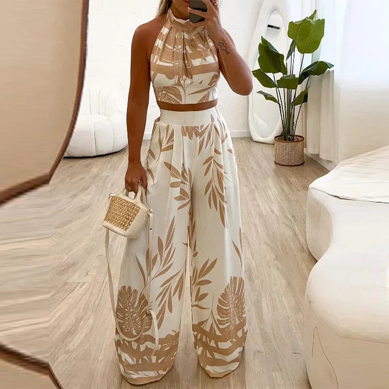 conjunto feminino estampa digital beige frente