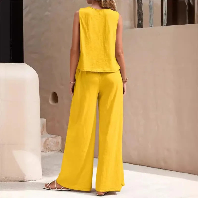 Conjunto Feminino Versátil - Regata e Calça Larga - Elissa