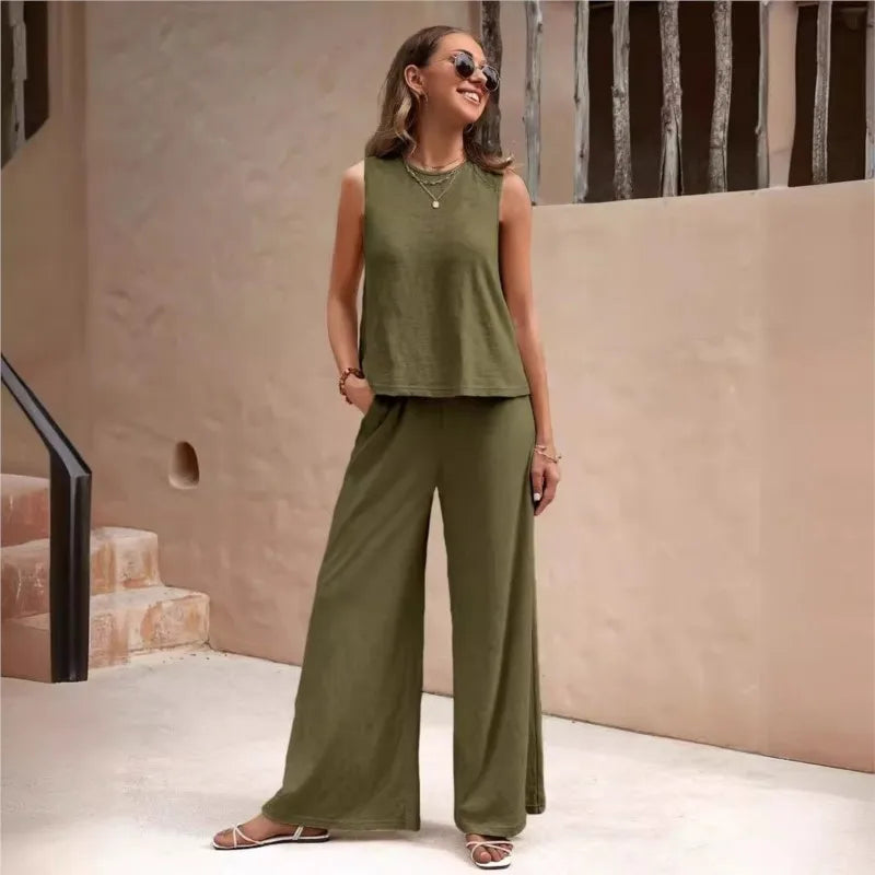 Conjunto Feminino Versátil - Regata e Calça Larga - Elissa