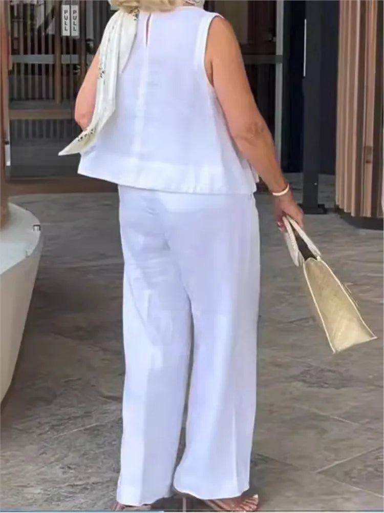 Conjunto Feminino de 2 peças Regata e Calça Larga Básicas - Eleonora 